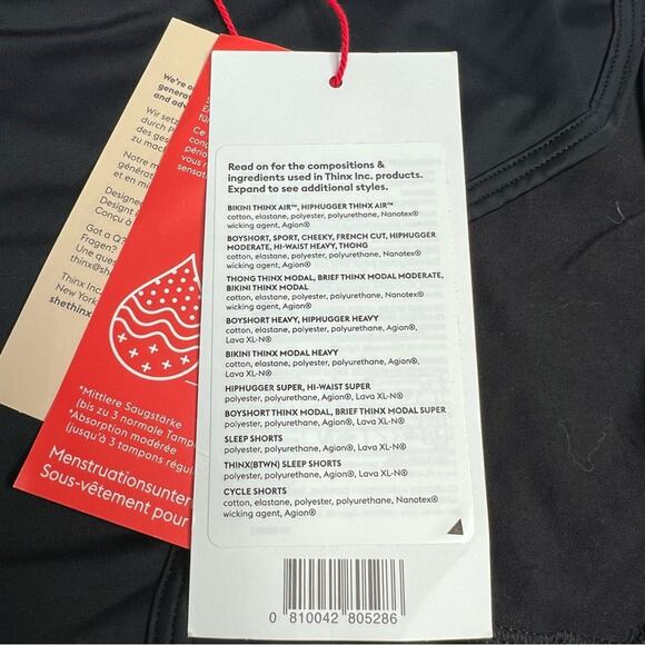 Thinx Period Underwear Sport X Black Plus Size Period Panties Moderate NEW - Picture 10 of 11